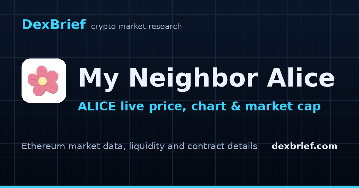 My Neighbor Alice (ALICE) Price Today, Chart & Market Cap | DexBrief